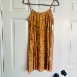 Pink Rose Mustard Floral Midi Dress